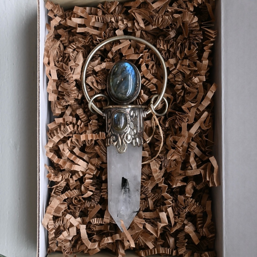 Crystal Pendant - Tourmalinated Quartz & Labradorite